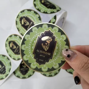 Printed Custom Self Adhesive Eco Friendly UV Printed Round Metallic Gold Shiny Waterproof Vinyl Stickers