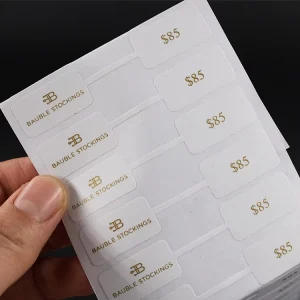 Printed Round Logo Stickers Glossy Vinyl Waterproof Labels with Gold Foil Hot Stamping