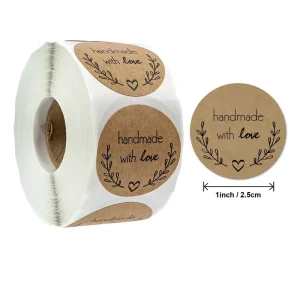 Printing Kraft Paper Self Adhesive Sticker Labels Round Sticker Printing Roll Thank You Stickers for Gifts Packing
