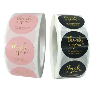 Printing Sizes Self Adhesive Round Gold Waterproof Vinyl Label Custom Kraft Paper Thank You Stickers with Logo