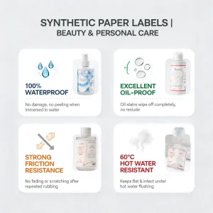 Private Label Sticker Cosmetic Labels Skincare Labels Oil Proof Label BOPP Label Synthetic Paper Label Roll Waterproof Sticker