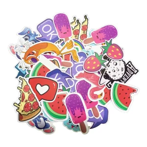 Promotion Decoration Waterproof 50 Stickers Per Pack Unique Logo Cute Design Custom Vinyl Die Cut Stickers PVC