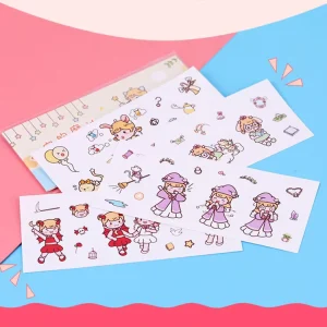 Promotion Die Cut PVC Vinyl Custom Logo Sticker Packing Waterproof Cute Anime Cartoon Sticker Packs in OPP Bag for Advertising