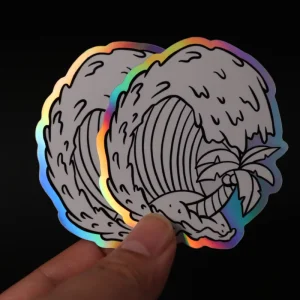 Promotional Custom Rainbow Film Vinyl Logo Die Cut Sticker Design Printing Adhesive Waterproof Holographic Sticker