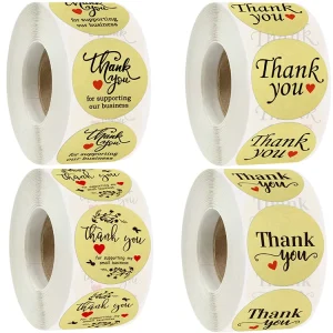 Promotional Products 1.5 Inch 500 Pcs Kraft Paper Stickers for Box Bag Envelope Thank You for Your Purchase Stickers