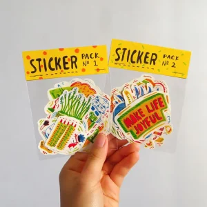 Promotional Use Multiple Designs Self Adhesive Labels Custom Cartoon Stickers Die Cut Opp Bag Sticker Pack With Header Cards