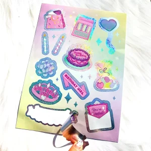 Promotional Waterproof Holographic Stickers Removable Custom Logo Printing Self Adhesive Kiss Cut Vinyl Sticker Sheet