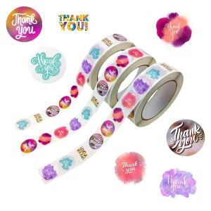 RTS Thank You Stickers Flower Gift Seal Stickers Glossy Paper 1 Inch