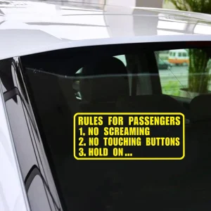 RULES FOR Passengers Funny Car Bumper Stickers Art Window EURO Vinyl Decal Gift Die Cut Decals Latop Window Glass Vinyl Sticker
