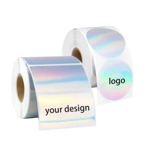 Rainbow Glitter Hologram Vinyl Thermal Labels Bottle Adhesive Sticker Labels PET Material Waterproof Custom Embossed Design