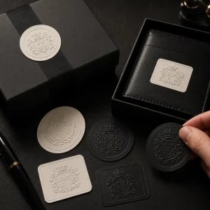 Raised 3d Embossed Stickers Custom Shape Cotton Paper Adhesive Label For Logo Printing Size 5x5cm