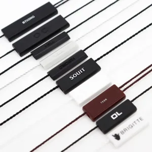 Rectangular Custom Hang Tag Seal Two Sides Buckled String Hang Tag With Logo Hang Tag String For Clothing