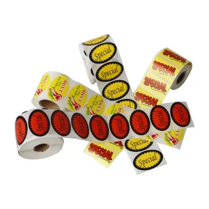 Retail Shelf Promotional Stickers Bulk Special Price & Bulk Buy Water Proof Adhesive Oval Labels for Food Packaging OEM