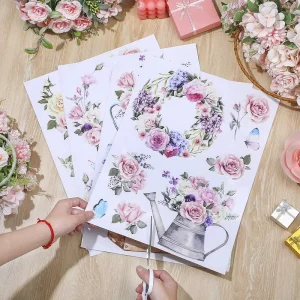Rose Eucalyptus Sunflower Rub on Transfers Stickers Decals for Crafts Wood Furniture Fabric Journal Envelope Scrapbooking