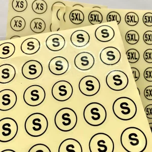 Round PVC Number Sticker Logo Clear Size Labels Transparent Waterproof Size Stickers Sheet for Clothing
