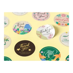 Round Sealing Thank You Stickers Label 2 Inch Promotional Gifts Business Vinyl Floral Custom Label Stickers