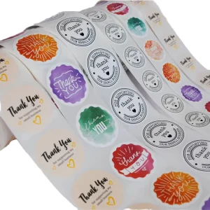 Round Thank You Stickers Roll Self Adhesive Labels for Small Business Packaging