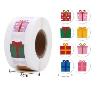 Round Waterproof Adhesive Sticker Roll Custom Printing RTS Gift Sticker Roll 8 Designs 500PCS Per Roll 1in 25mm