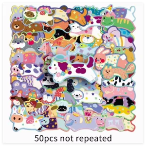Running Animal Graffiti Adhesive Stickers Waterproof Cute Adorable Cartoon Pet Decorations for Cars Water Bottles Mobile Phones