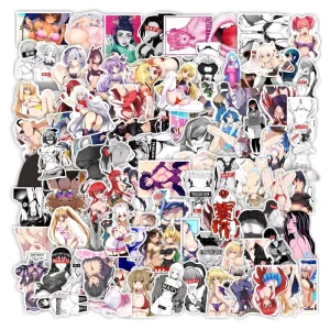 SW 100 Pcs Sexy Anime Girl Stickers Bunny Girl Sexy Foot Stickers Maid Cartoon Sexy Anime Stickers Vinyl Laptop