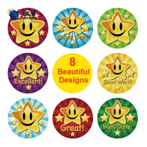 School Teacher Reward Stickers Roll Motivational Cartoon Reward Labels For Kids Children Incentive Stickers