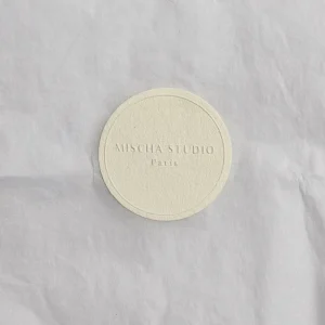 Sealing Label Back Sticker Custom Box Packaging Cotton Paper Embossed Logo Textured Paper Embossing Logo Stickers