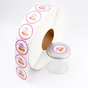 Self Adhesive Cake Labels Stickers Custom Glossy Paper Bakery Sticker Labels for Mini Cupcake Box Packing General
