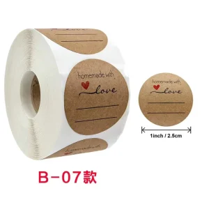 Self Adhesive Custom Round Kraft Paper Stickers Eco Friendly Waterproof Labels for Candy Packaging & Decoration