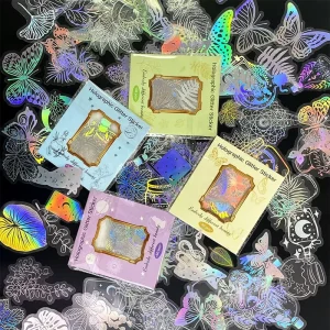 Self Adhesive Glitter Transparent Decorative Sticker Pack Shiny Holographic Stickers