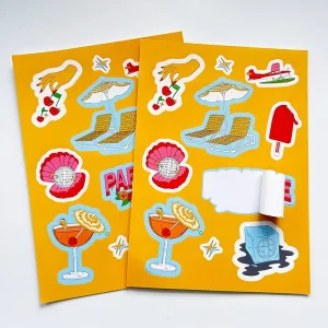Self Adhesive Paper Kiss Cut Sticker Sheet Cartoon Promotional Waterproof Custom Transparent Clear Vinyl Sticker Sheet
