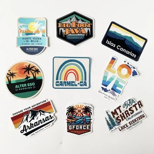 Self Adhesive Promotional Mixed Style Labels Waterproof Glossy Lamination Matte Finish Die Cut Vinyl Stickers for Business Logo