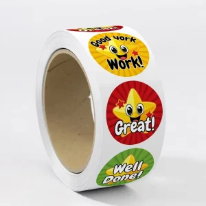 Self Adhesive Round Art Paper Stickers Waterproof Packaging Labels for Gift & Decoration