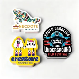 Self Adhesive Uv Resist Waterproof White Vinyl Promotion Label Cartoon Design Printing Business logo Custom Die Cut Sticker