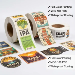 Self Adhesive Wine & Spirit Label Custom Printed Matte Finish Bottle Sticker With Spot UV & Foil Stamping For Beer