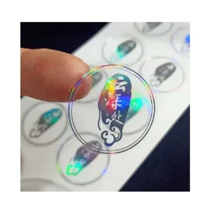 Self adhesive Transparent Waterproof Vinyl Holographic Clear Stickers Custom Die Cut Hologram Sticker with Custom Logo