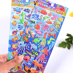 Self adhesive Waterproof Brand Logo Printing Puffy Reusable Kawaii Stickers Party Bag Stickers Sets Soft Bubble Sticker