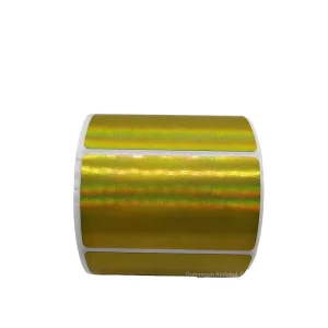 Shinny Gold Direct Thermal Self Adhesive Holographic Thermal Synthetic Paper Labels Rectangular Customizable Gift Craft Stickers