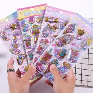 Shiny Sequins 3D Resin Stickers Multiple Designs Decorative Waterproof Eco Friendly ABS Material Stickers for Decoration