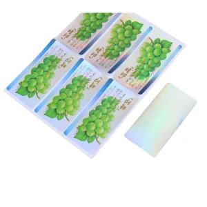 Silver PET Digital Printed Fruit Packaging Decal Waterproof Holographic Finish Self Adhesive Laminated Sticker