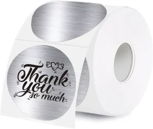 Silver Round Thermal Label 2 Inch Direct Thermal Sticker Self-Adhesive for Name Tags Small Business Price Labels Stock Use