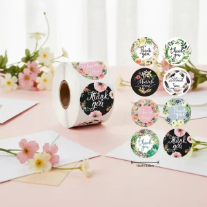 Sinovinyl Pvc Sticker Rolls Custom logo Self adhesive Thank You Personalized Label Stickers Die Cut Transparent Sticker Roll