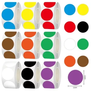 Solid Color Dot Roll Labels Waterproof Vinyl Stickers for Industrial Labeling Product Coding & Modern Packaging
