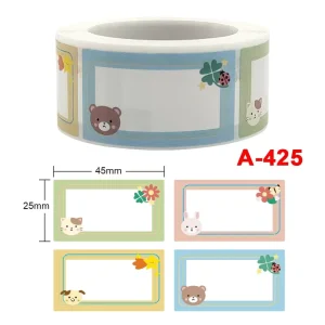 Stickers Cute Writable Kids Sticker Roll Self Adhesive Coated Paper Offset Printing CMYK Rectangle Children’s Label