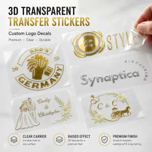 Stickers Personalized Logo Shiny Gold Custom Stickers 3D Transfer Sticker UV DTF Company Name Wedding Labels Waterproof