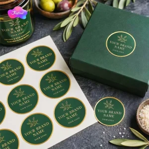 Stickers With Your Own Logo Gold Foil Stamp UV Spot Effect Waterproof Vinyl Label For Brand Packaging Bulk 24H Proof