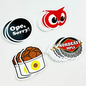 Sun Resistant Personalized Logo PVC Vinyl Sticker UV Printing Waterproof Custom Decal Cartoon Individual Die Cut Packaging Label