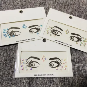 Tear Face Gems Rhinestone Self Adhesive Removable Gold Stamping Die Cut Stickers for Eye Corner Forehead Bindi Festival Rave