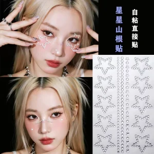 Temporary Makeup Stickers Heart Bow Face Eye Nail Stickers Diamond Jewelry Album Journal Music Festival Accessories