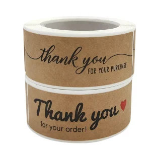 Thank You Sticker Roll Kraft Paper Self adhesive Pvc Sticker Roll Label Baking Cake Decorative Sticker 120pcs Per Roll