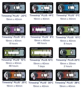 Timestrip PLUS Indicator Time Temperature Label 10C 8Hour 10C 48Hour 10C 7Days
